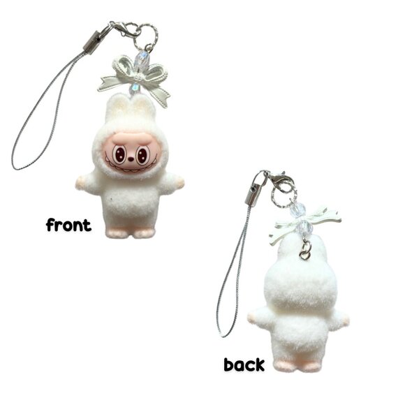 [SET OF 4] Mini Flocked Monster Keychain / Phone Charm - Standing figure - Picture 2 of 7